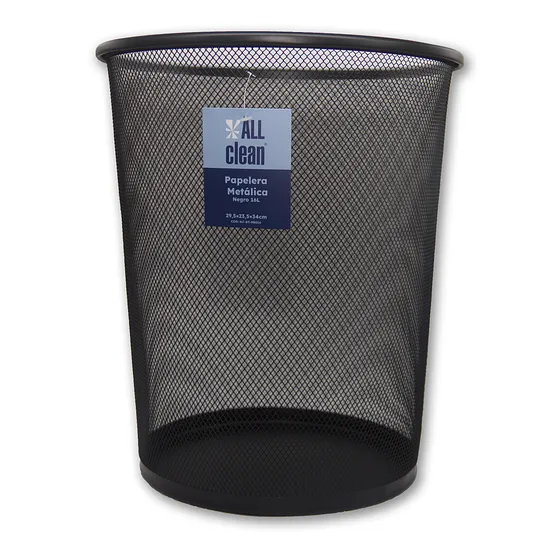Papelera de Malla Metálica 16 Litros Negro