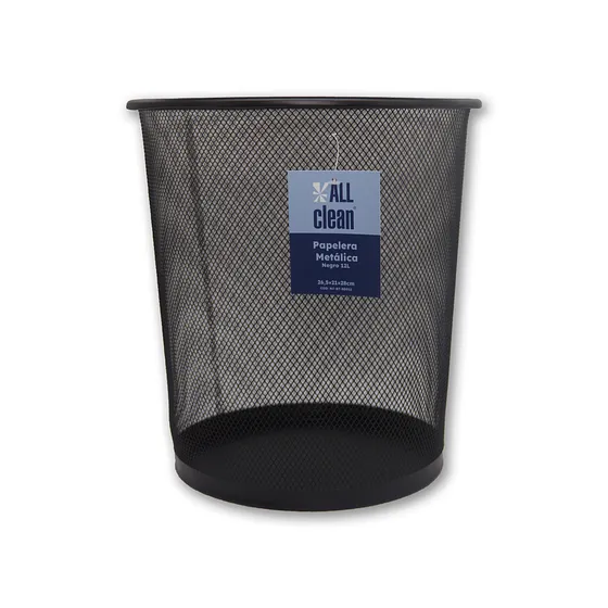 Papelera de Malla Metálica 12 Litros Negro