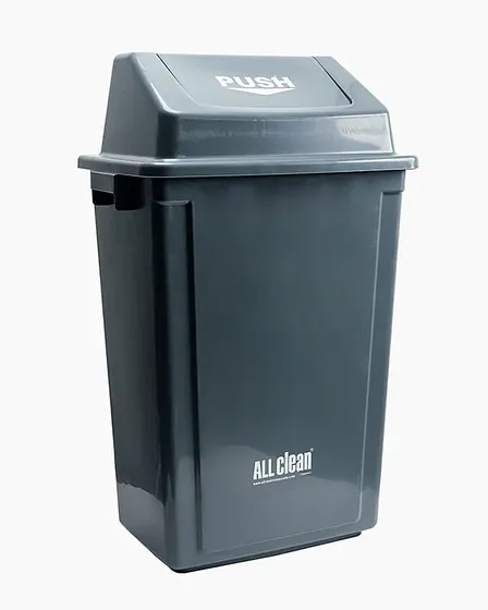 Papelera Plástica PP Tapa Push 60 Litros Negro