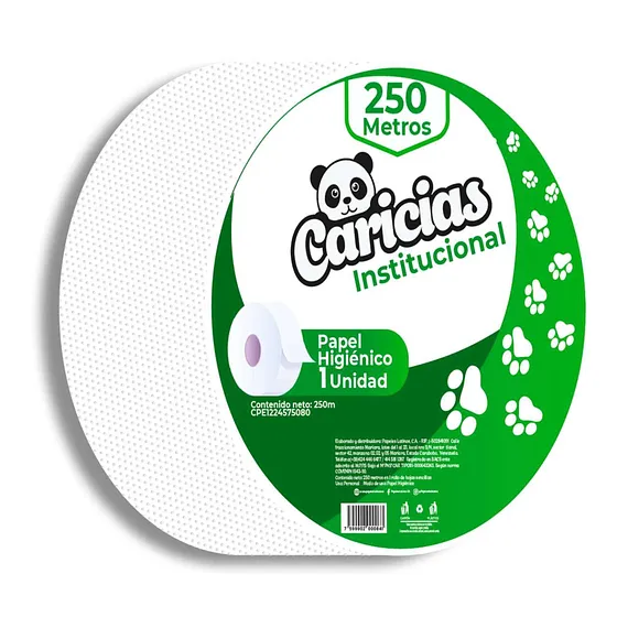 Papel Higiénico Institucional 9" Caricias 1 Hoja 4 Rollos x 250 m
