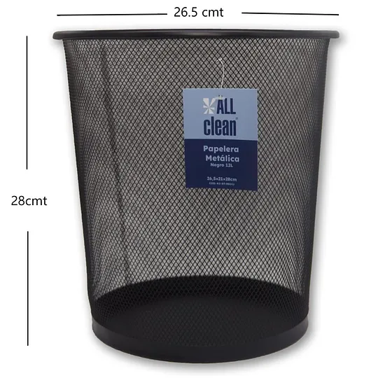 Papelera de Malla Metálica 12 Litros Plateado