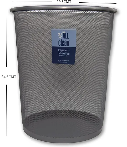 Papelera de Malla Metálica 16 Litros Plateado